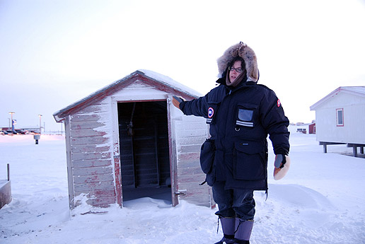 Laura Thomas guides our team through a historic tour of Simmonds Hill, the historic location of buildings used during the original International Polar Year in 1881. Laura serves as the Field and Lab Director for the Nuvuk Archaeology Project, which involves ongoing research and testing at the 1500 plus year old village of Nuvuk at modern day Point Barrow.